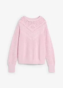 Ajour-Pullover mit Leinenanteil, bonprix