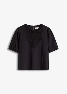 Kurzarmbluse mit Spitze, bonprix