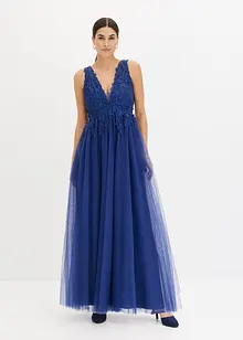 Robe longue en tulle et dentelle, bonprix