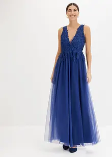 Robe longue en tulle et dentelle, bonprix