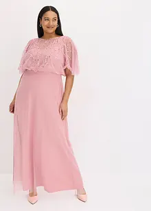 Robe longue en tulle fin à broderie strassée, bonprix