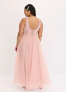 Robe longue en tulle fin à broderie strassée, bonprix