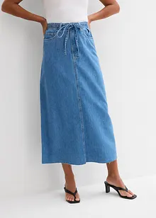 Jupe midi en jean taille mi-haute, toile super souple, bonprix