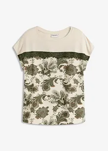 T-shirt imprimé paisley avec un galon de dentelle, bonprix