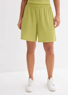 Short taille élastiquée en crêpe gaufré, bonprix