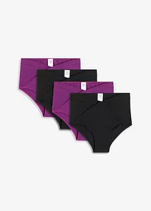 Lot de 4 slips taille haute coton, forme V, bonprix