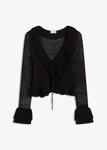 Feinstrickjacke mit Rüschen, bonprix