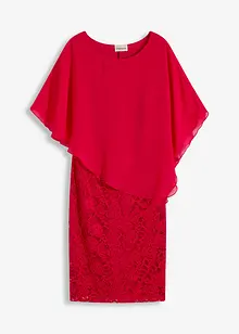 Robe en dentelle avec haut drapé en crêpe fin, bonprix