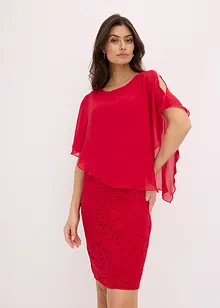 Robe en dentelle avec haut drapé en crêpe fin, bonprix