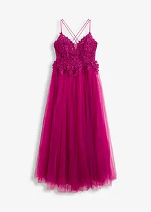Robe longue en tulle délicat avec dentelle, bonprix