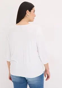 T-shirt manches 3/4 avec dentelle, style portefeuille, bonprix
