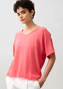 Shirt mit Seidenanteil und Webeinsatz, bonprix