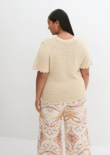 Ajour-Pullover mit Leinenanteil, bonprix