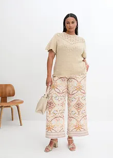 Ajour-Pullover mit Leinenanteil, bonprix