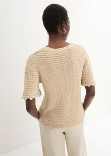 Ajour-Pullover mit Leinenanteil, bonprix