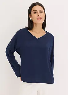 T-shirt à manches chauve-souris, empiècement en satin, bonprix