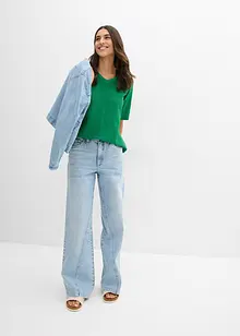 T-shirt en crêpe avec broderies anglaises, bonprix