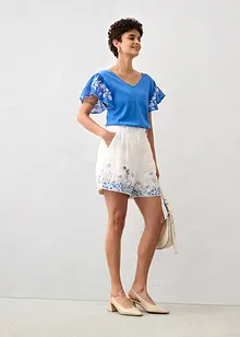 Stricktop mit Seidenanteil und Chiffonärmeln, bonprix