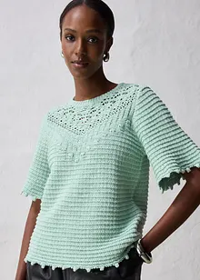 Ajour-Pullover mit Leinenanteil, bonprix