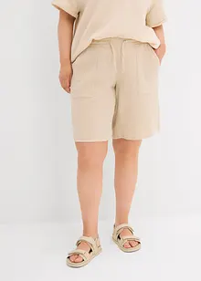 Bermuda en gaze de coton avec taille élastiquée, bonprix
