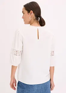 Kurzarmbluse mit Leinenanteil, bonprix