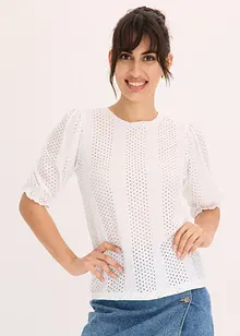 Lochstickerei Shirt mit Volants, bonprix