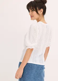 T-shirt en broderie anglaise avec volants, bonprix