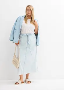 Jupe midi en jean taille mi-haute, toile super souple, bonprix