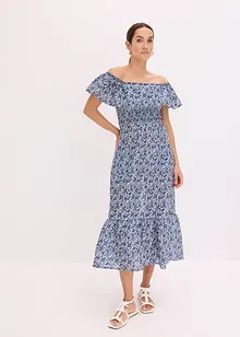 Boho-Midikleid mit Carmenausschnitt aus leichter Baumwolle, bonprix