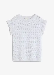 Top en maille aspect crochet avec dentelle, bonprix