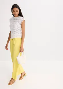 Top en maille aspect crochet avec dentelle, bonprix