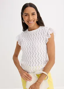 Top en maille aspect crochet avec dentelle, bonprix