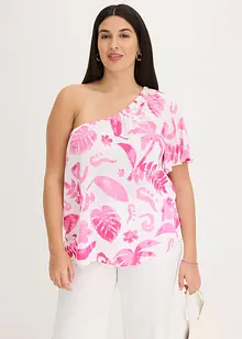Blouse à encolure asymétrique en viscose texturée, bonprix