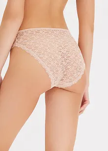 Lot de 3 slips Maxi échancrés en dentelle recyclée, bonprix