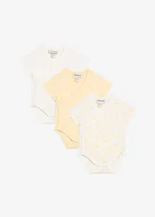 Lot de 3 bodies bébé croisés manches courtes, 100% coton, bonprix
