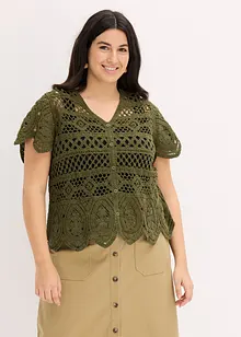 Gilet court en crochet, bonprix