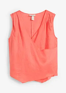 Blouse sans manches 100 % lin à encolure croisée, bonprix