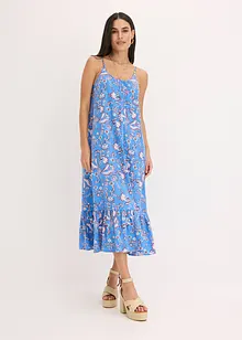 Robe imprimée à fines bretelles en lin mélangé, bonprix