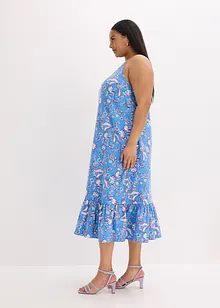 Robe imprimée à fines bretelles en lin mélangé, bonprix