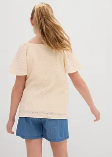 Blouse en jersey à broderies anglaises, bonprix