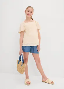 Blouse en jersey à broderies anglaises, bonprix