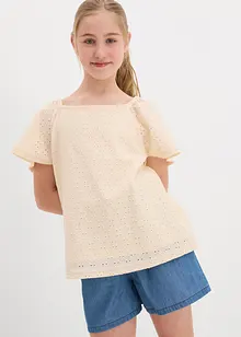 Blouse en jersey à broderies anglaises, bonprix