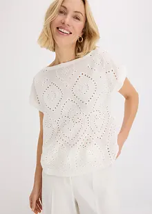 T-shirt à broderies anglaises, bonprix