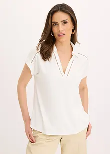 Poloshirt aus Viskose- Pique mit Spitzeneinsatz, bonprix