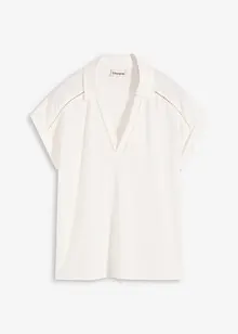 Poloshirt aus Viskose- Pique mit Spitzeneinsatz, bonprix