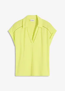 Polo en maille piquée de viscose avec empiècement en dentelle, bonprix