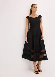 Robe col Bardot avec dentelle et ceinture, bonprix