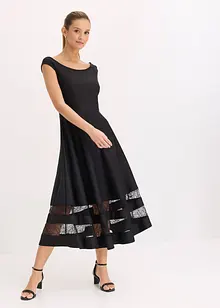 Robe col Bardot avec dentelle et ceinture, bonprix
