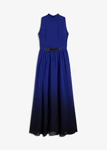 Robe longue en crêpe à col montant et empiècement taille, bonprix