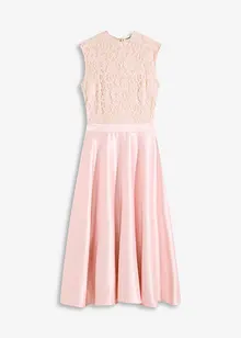 Robe midi en satin brillant avec haut en dentelle, bonprix